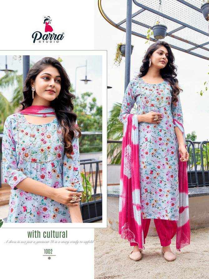 Parra Sofiya Vol 1 Designer Muslin Printed Kurti With Bottom Dupatta
